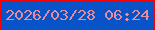 文字の大きさ：1、枠の色：f50207、背景の色：0853c7、文字の色：e78c9f 無料ブログパーツのブログ時計