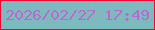 文字の大きさ：4、枠の色：f50430、背景の色：7eb9bf、文字の色：b66ccd 無料ブログパーツのブログ時計