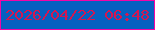 文字の大きさ：2、枠の色：f504a6、背景の色：0760c0、文字の色：d41751 無料ブログパーツのブログ時計