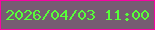 文字の大きさ：5、枠の色：f506a2、背景の色：765c72、文字の色：57ff39 無料ブログパーツのブログ時計