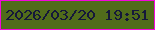 文字の大きさ：4、枠の色：f506dd、背景の色：516c1b、文字の色：15183a 無料ブログパーツのブログ時計