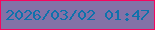 文字の大きさ：3、枠の色：f5075f、背景の色：8372a7、文字の色：0e72ac 無料ブログパーツのブログ時計