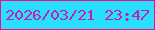 文字の大きさ：1、枠の色：f50b90、背景の色：28dffd、文字の色：c61fad 無料ブログパーツのブログ時計