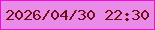 文字の大きさ：4、枠の色：f50bd5、背景の色：e88ce8、文字の色：730f19 無料ブログパーツのブログ時計