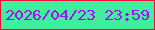文字の大きさ：4、枠の色：f50c36、背景の色：3fef9e、文字の色：a30df7 無料ブログパーツのブログ時計