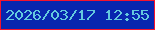 文字の大きさ：3、枠の色：f5132d、背景の色：0826af、文字の色：64c9de 無料ブログパーツのブログ時計