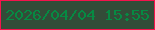 文字の大きさ：4、枠の色：f5134c、背景の色：334c38、文字の色：068a43 無料ブログパーツのブログ時計