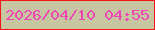 文字の大きさ：5、枠の色：f51516、背景の色：c7c6a1、文字の色：ed46b5 無料ブログパーツのブログ時計