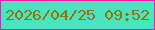 文字の大きさ：2、枠の色：f517b3、背景の色：48e6be、文字の色：977303 無料ブログパーツのブログ時計