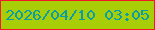 文字の大きさ：4、枠の色：f51828、背景の色：a7ce06、文字の色：099da6 無料ブログパーツのブログ時計