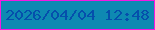文字の大きさ：4、枠の色：f518e2、背景の色：0e89b2、文字の色：054fac 無料ブログパーツのブログ時計