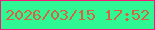文字の大きさ：5、枠の色：f5197a、背景の色：2ff794、文字の色：d56443 無料ブログパーツのブログ時計