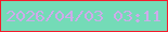 文字の大きさ：3、枠の色：f51b2b、背景の色：74dbb7、文字の色：ceabeb 無料ブログパーツのブログ時計