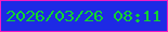 文字の大きさ：5、枠の色：f51cc2、背景の色：1e2ae5、文字の色：10d431 無料ブログパーツのブログ時計