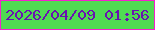 文字の大きさ：3、枠の色：f520ce、背景の色：50db52、文字の色：6912b1 無料ブログパーツのブログ時計