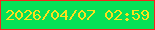 文字の大きさ：3、枠の色：f5251d、背景の色：06e157、文字の色：fce01c 無料ブログパーツのブログ時計