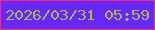 文字の大きさ：1、枠の色：f52886、背景の色：6828f4、文字の色：aab55d 無料ブログパーツのブログ時計