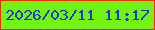 文字の大きさ：4、枠の色：f52a01、背景の色：71f412、文字の色：2037cf 無料ブログパーツのブログ時計