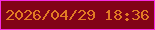 文字の大きさ：4、枠の色：f52ce3、背景の色：820318、文字の色：e17b24 無料ブログパーツのブログ時計