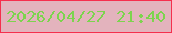 文字の大きさ：3、枠の色：f52f4d、背景の色：e3b3bd、文字の色：7cd44e 無料ブログパーツのブログ時計