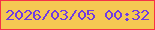 文字の大きさ：4、枠の色：f53147、背景の色：f5c753、文字の色：6f3be2 無料ブログパーツのブログ時計
