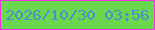 文字の大きさ：3、枠の色：f531e8、背景の色：69d84e、文字の色：4a8ed0 無料ブログパーツのブログ時計