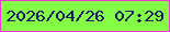 文字の大きさ：4、枠の色：f535da、背景の色：85ff46、文字の色：0a1967 無料ブログパーツのブログ時計