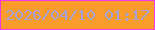 文字の大きさ：1、枠の色：f537e7、背景の色：f99c2c、文字の色：a29fd6 無料ブログパーツのブログ時計