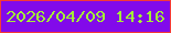 文字の大きさ：2、枠の色：f53a36、背景の色：820aea、文字の色：a4ee37 無料ブログパーツのブログ時計