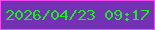 文字の大きさ：1、枠の色：f547f2、背景の色：7232b3、文字の色：16f01b 無料ブログパーツのブログ時計