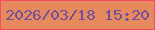 文字の大きさ：2、枠の色：f54b62、背景の色：e68a5d、文字の色：734e9f 無料ブログパーツのブログ時計