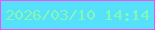 文字の大きさ：3、枠の色：f54ff6、背景の色：56e1fb、文字の色：84f7b6 無料ブログパーツのブログ時計