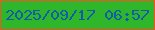 文字の大きさ：4、枠の色：f55122、背景の色：30b62b、文字の色：115ea7 無料ブログパーツのブログ時計
