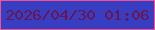 文字の大きさ：1、枠の色：f55192、背景の色：383ec1、文字の色：6c144f 無料ブログパーツのブログ時計