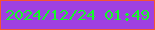 文字の大きさ：5、枠の色：f55431、背景の色：9f40e0、文字の色：15f828 無料ブログパーツのブログ時計