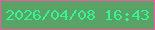 文字の大きさ：1、枠の色：f559a4、背景の色：59a367、文字の色：37f493 無料ブログパーツのブログ時計