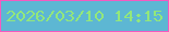 文字の大きさ：3、枠の色：f55ac0、背景の色：5db7d3、文字の色：93e77b 無料ブログパーツのブログ時計
