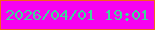 文字の大きさ：5、枠の色：f5611c、背景の色：f702f0、文字の色：3cda99 無料ブログパーツのブログ時計