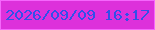文字の大きさ：1、枠の色：f567fc、背景の色：dd31db、文字の色：3250e9 無料ブログパーツのブログ時計