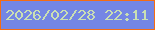 文字の大きさ：2、枠の色：f56c13、背景の色：7486e4、文字の色：cadfb3 無料ブログパーツのブログ時計