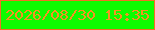文字の大きさ：1、枠の色：f56e25、背景の色：0efc00、文字の色：f59321 無料ブログパーツのブログ時計