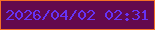文字の大きさ：5、枠の色：f57025、背景の色：63094d、文字の色：6633f4 無料ブログパーツのブログ時計