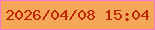 文字の大きさ：5、枠の色：f579cd、背景の色：f5a759、文字の色：bb2706 無料ブログパーツのブログ時計