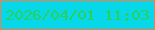 文字の大きさ：4、枠の色：f57d46、背景の色：06d7e9、文字の色：29d05a 無料ブログパーツのブログ時計