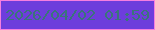 文字の大きさ：1、枠の色：f57ee0、背景の色：6d3ddc、文字の色：3a747b 無料ブログパーツのブログ時計