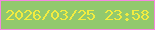 文字の大きさ：5、枠の色：f588e1、背景の色：92c96d、文字の色：f2ec40 無料ブログパーツのブログ時計