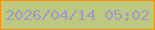 文字の大きさ：2、枠の色：f58f07、背景の色：bcc97e、文字の色：a396ca 無料ブログパーツのブログ時計