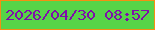 文字の大きさ：5、枠の色：f58f12、背景の色：57d448、文字の色：7f0eaa 無料ブログパーツのブログ時計