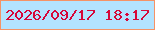 文字の大きさ：2、枠の色：f59266、背景の色：b3e3ff、文字の色：d60739 無料ブログパーツのブログ時計