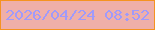 文字の大きさ：4、枠の色：f59321、背景の色：efafa9、文字の色：a09afa 無料ブログパーツのブログ時計